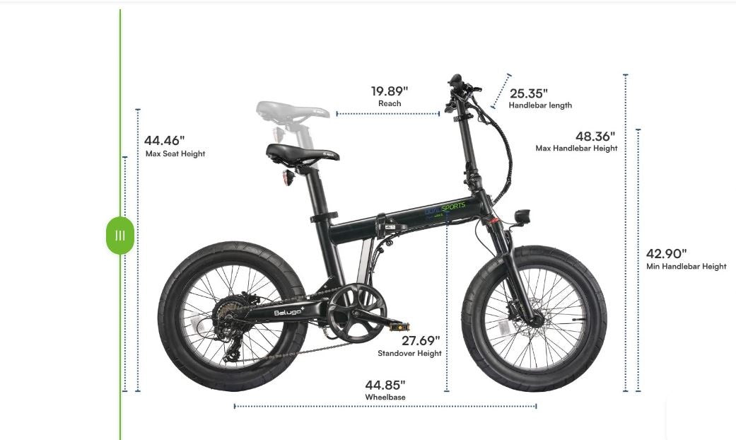 Beluga Plus by Qualisports 500w 48v Dual Battery Option Foldable Electric Bike
