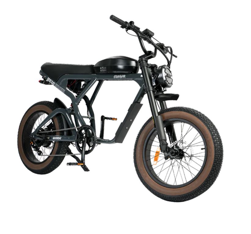 Revibikes Cougar 52V 20AH Electric Moped Bike 1000W Electric Motor 33MPH, Dual Suspension, Dual Hydraulic Brakes, All-Terrain Caf Racer eBike/ Green