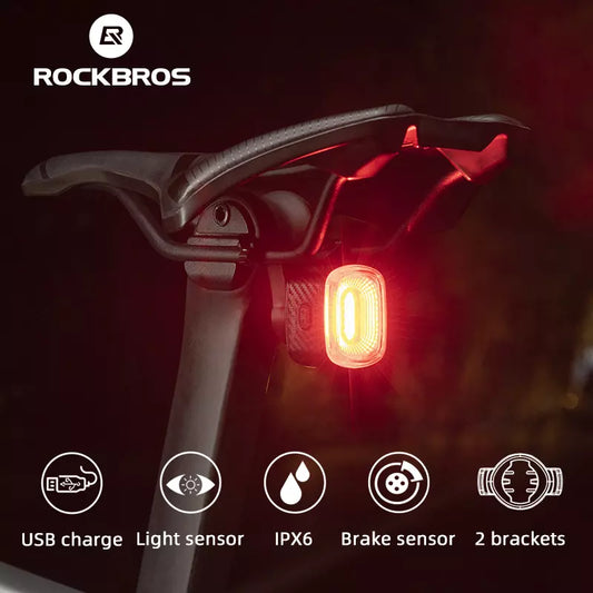 Smart Bike Taillight with Auto Brake Sensing Rear Light by Rockbros