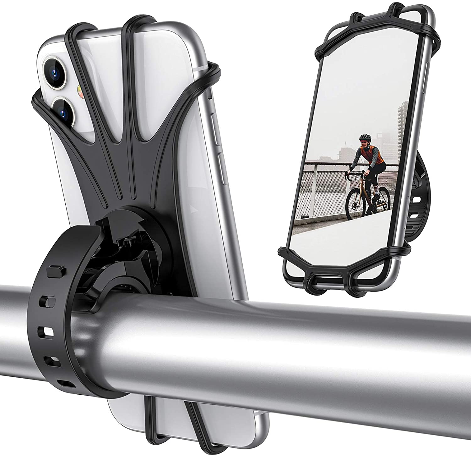 ORIbox Bike Phone Mount, Motorcycle Handlebar Mount, 360° Rotation Silicone Bicycle Phone Holder, Compatible with iPhone 13/12/11 Pro Max XS Max XR ORIbox Bike Phone Mount, Motorcycle Handlebar Mount, 360° Rotation Silicone Bicycle Phone Holder, Compatible with iPhone 13/12/11 Pro Max XS Max XR