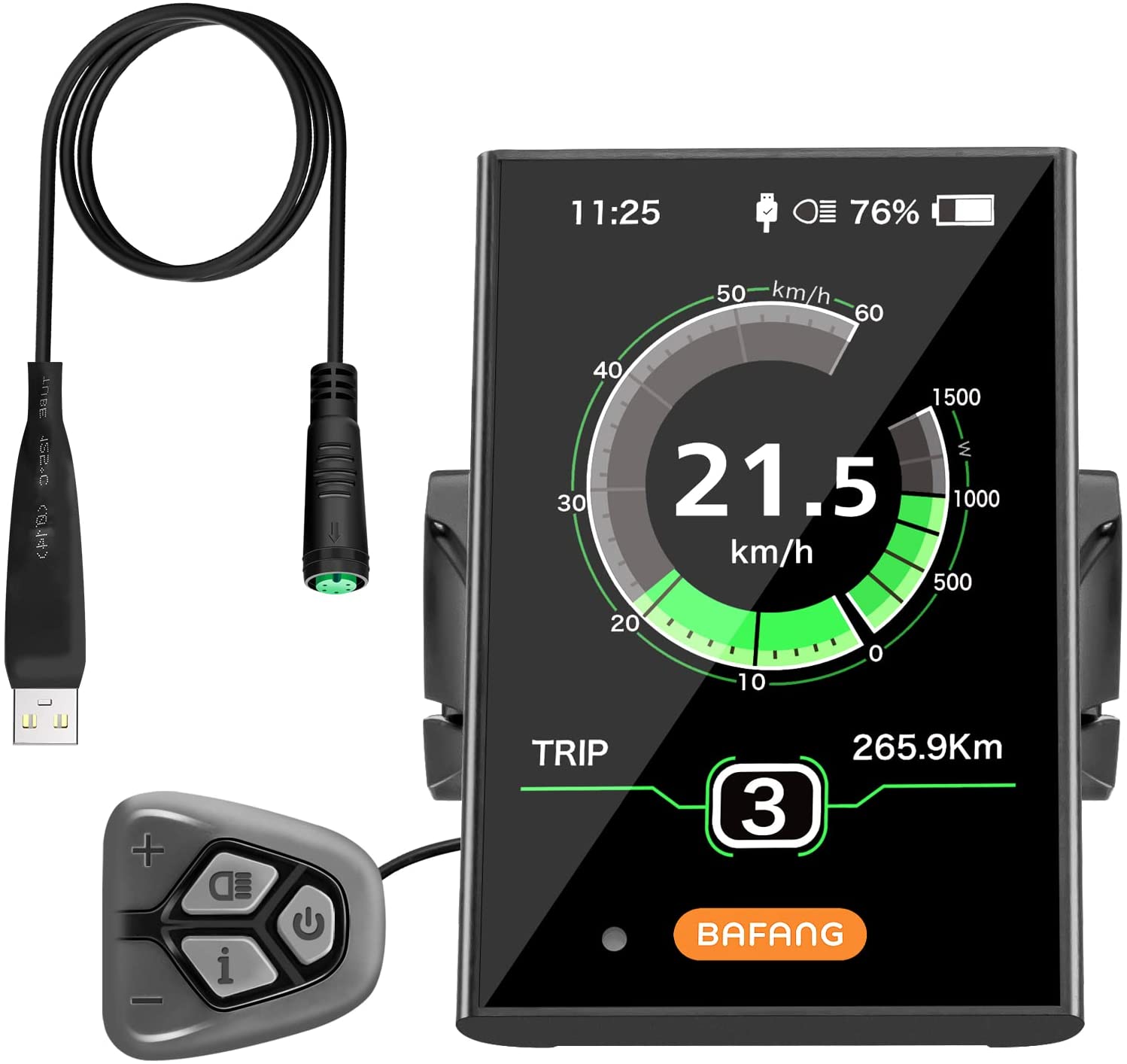 BAFANG Ebike Display DPC18 for BBS01B BBS02B BBSHD Mid Drive Motor, 0-9 Pedal Assist Levels E-Bike Computer Display
