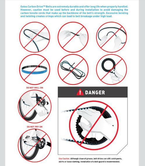 Gates Bicycle Carbon Fiber Belts Pulley Rubber V-Belt CDX Bike Drive Belt