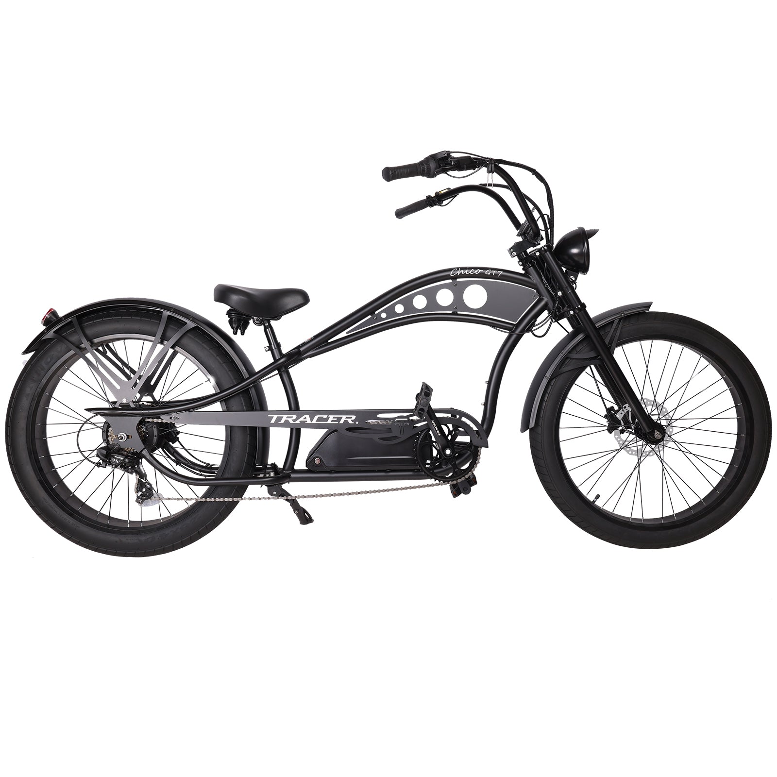 e fahrrad chopper Chico GT7 750W Stretch Cruiser Ebike by Tracer Matte Black