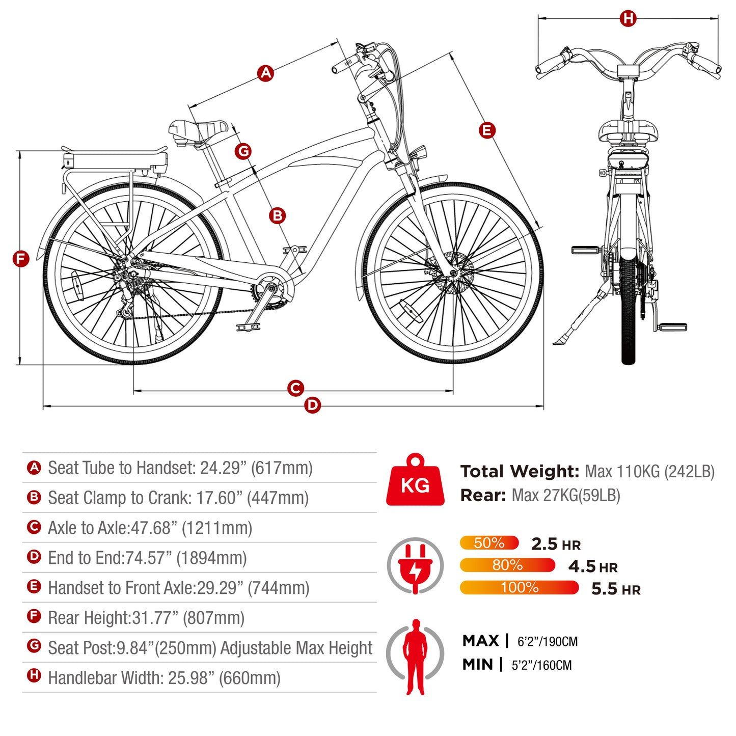 Vie 27.5in 7Sp 350W Ultra-Comfy Men's Cruiser E-Bike by Young Electric