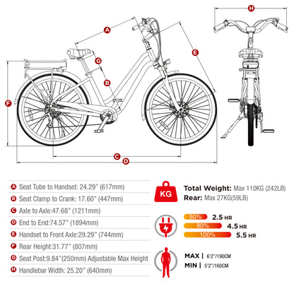 Vie 27.5in 7Sp 350W Ultra-Comfy Women's Step Through E-Bike by Young Electric