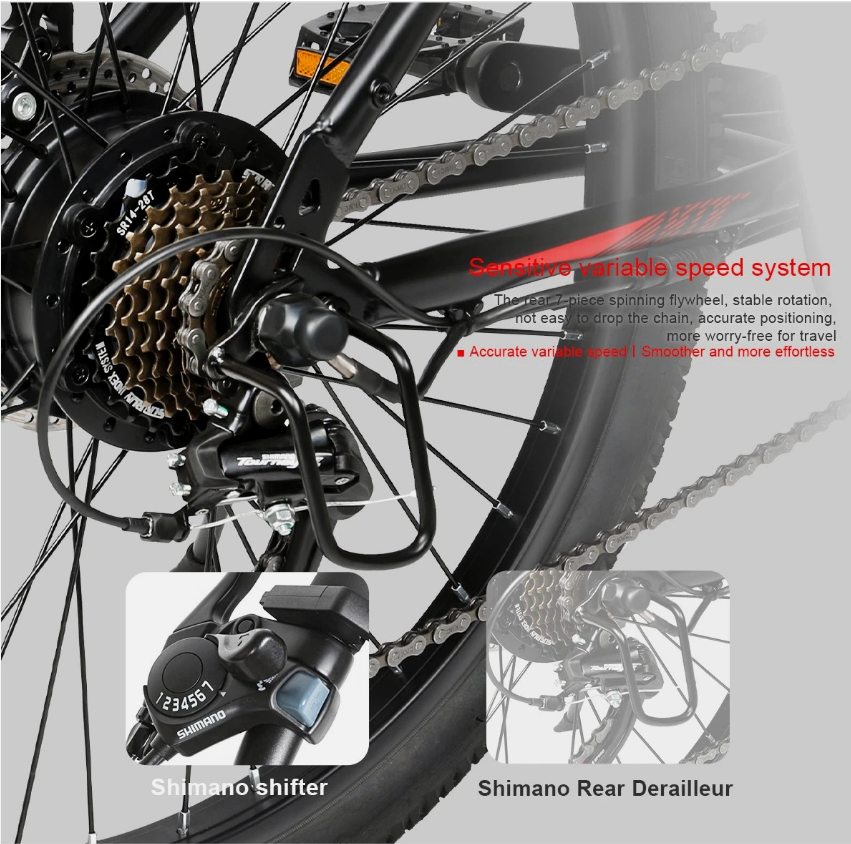 Adult 24" eBike Mountain Fat Tire Electric Bike Bicycle w PAS 36V Battery 560W