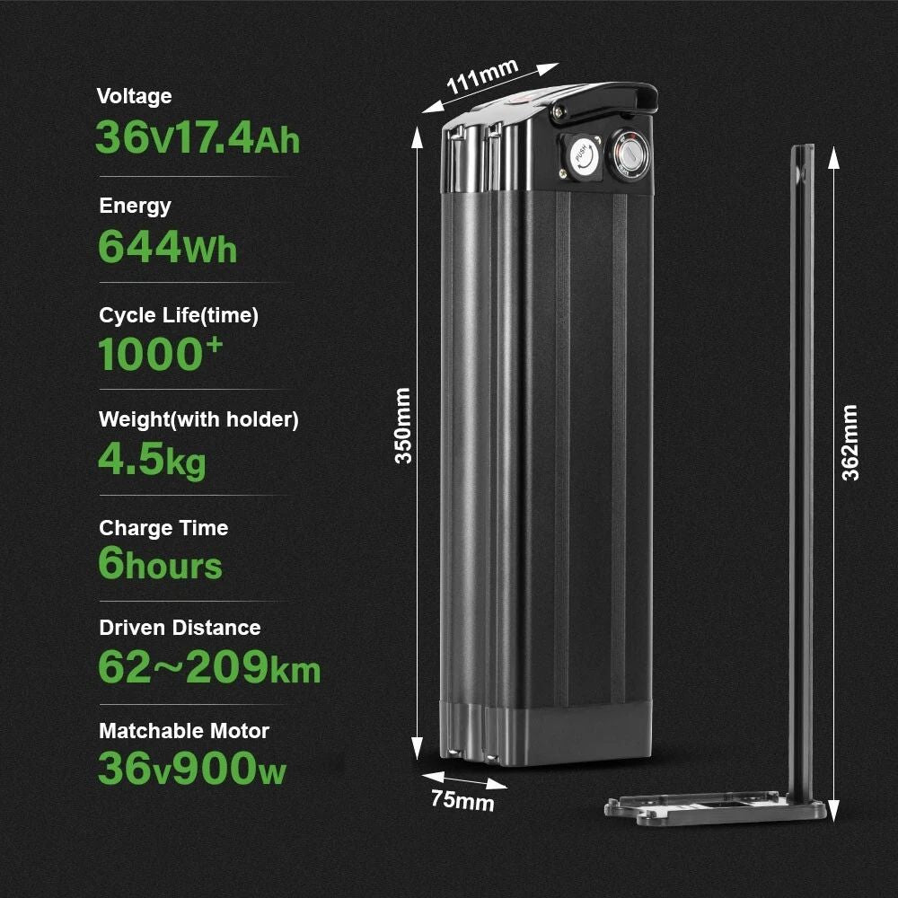 Replacement Battery for ECOTRIC Fat Tire Folding Ebike (FAT20810)(FAT20S900), Starfish, Dolphin and Peacedove  36V 17Ah