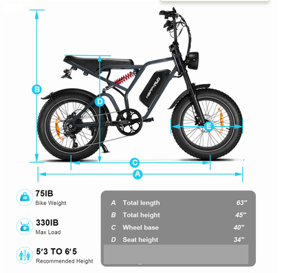 Happyrun Tank G60 Pro 2000W Moped Style Offroad Electric Bike Fat Tire