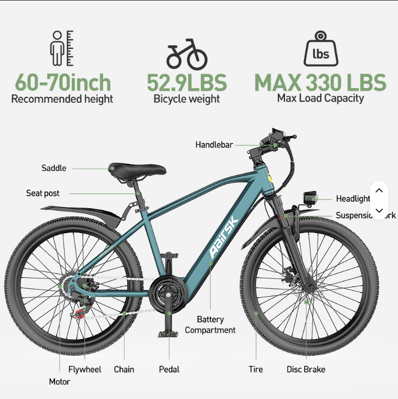 Electric Bicycle 400w 10AH 36v Electric Road Bicycle Aairsk