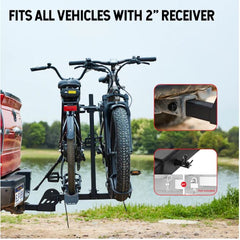 Mate Foldable Hitch Bike Rack 2’’ Receiver, 200lbs Capacity by Young Electric