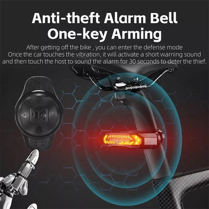 Wireless Bike Turn Signal Light Smart Brake Tail Light Alarm Bell by West Biking