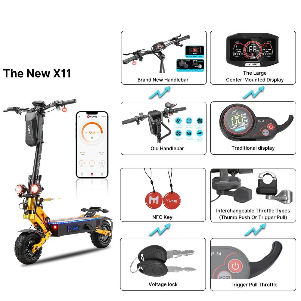 X11+ 6000W 60V Aircraft Grade Frame E-Scooter by Yume