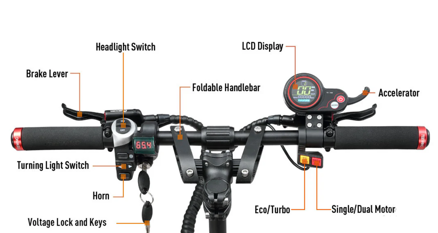 X4 5600W Dual Motor Folding Electric Scooter by Teewing