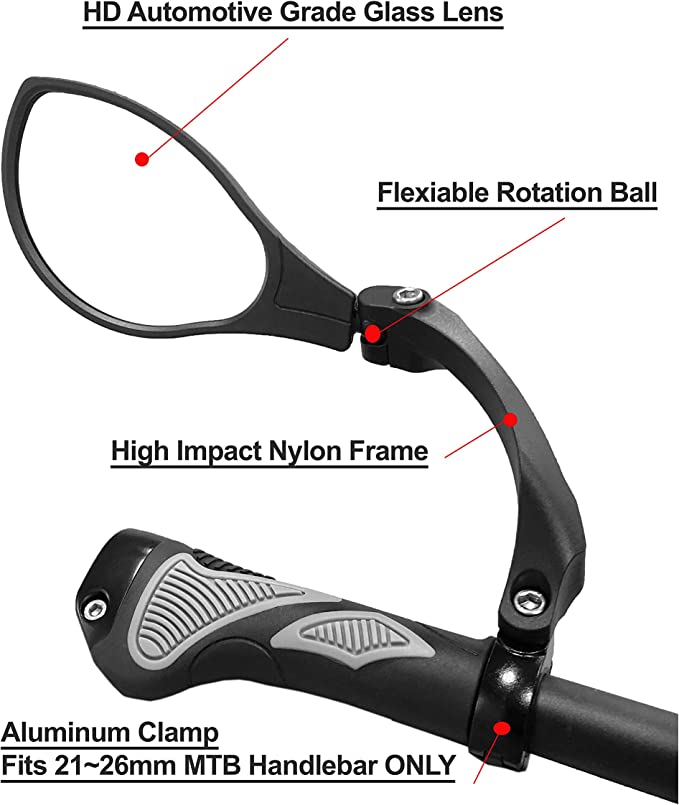 Handle Bar Mirror HD Glass (LH) by BiKASE