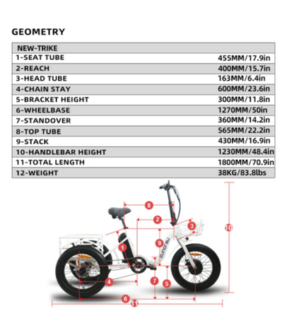 Eunorau New 500W 7Sp Folding E-Trike