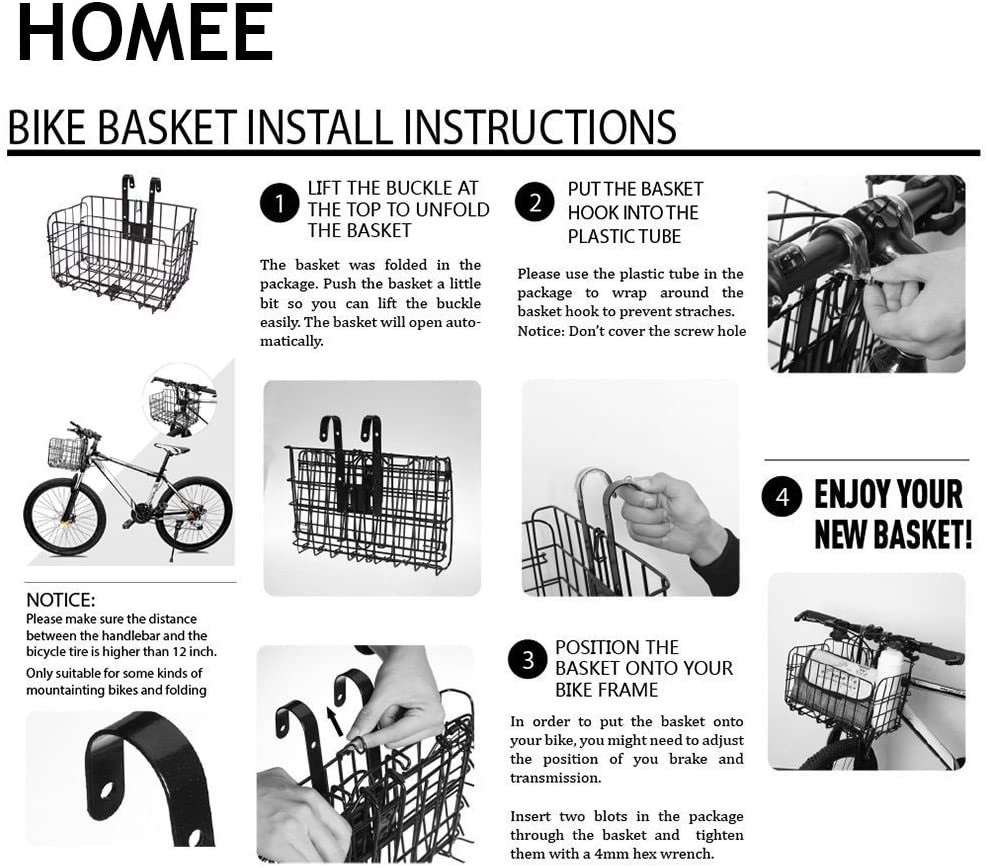 Front & Rear Folding Bicycle Basket