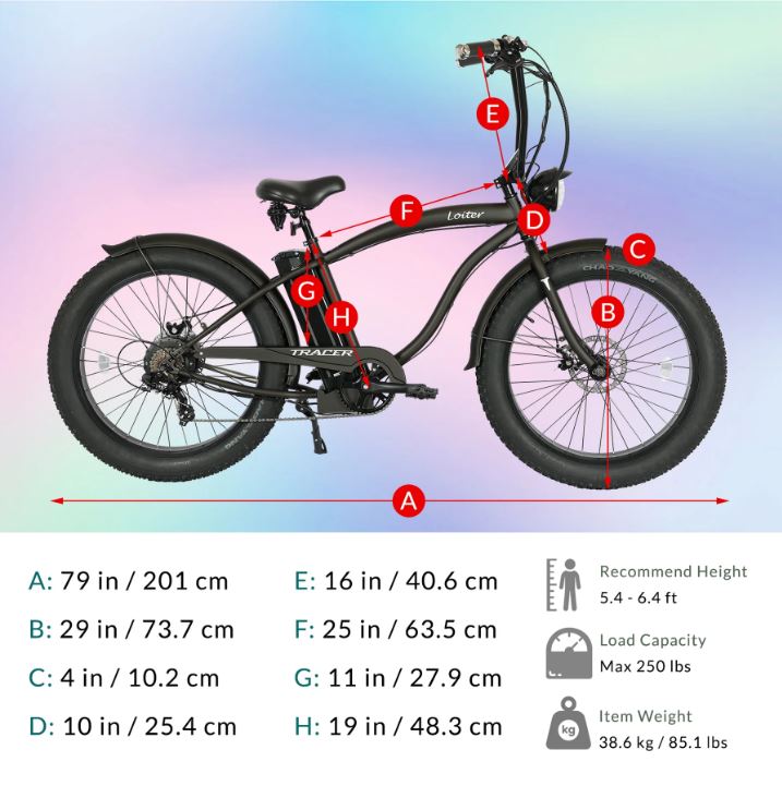 Tracer Loiter 26" Fat Tire 7Sp Electric Cruiser Bike