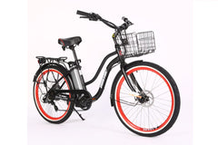 Malibu Elite Electric Step-Through Beach Cruiser Bicycle 24 Volt Lithium Powered X-Treme