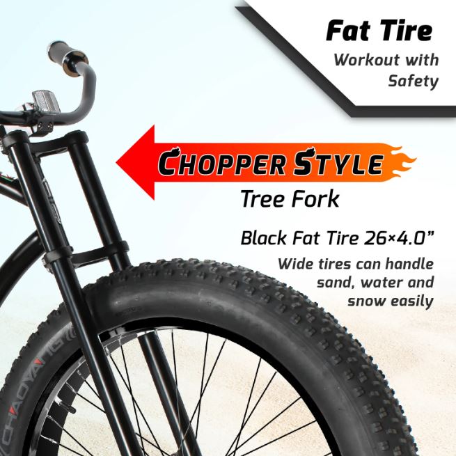 Tracer Siena GT26" Single or 7Sp FAT Tire Chopper Stretch Cruiser Bike