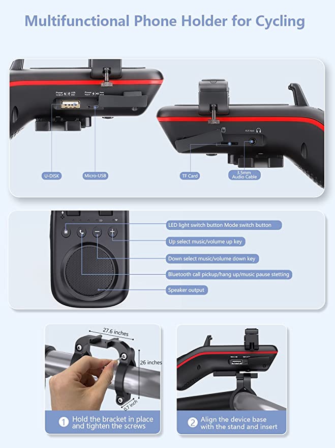 Weduda Bicycle Phone Holder  Bluetooth Speaker